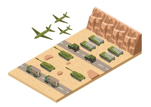 Isometric Military Army Low Poly Base Background