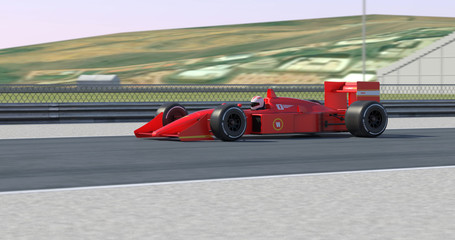 Red Racing Car Racing - High Quality 3D Rendering