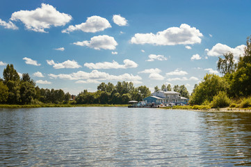 Boat station on the river bank
