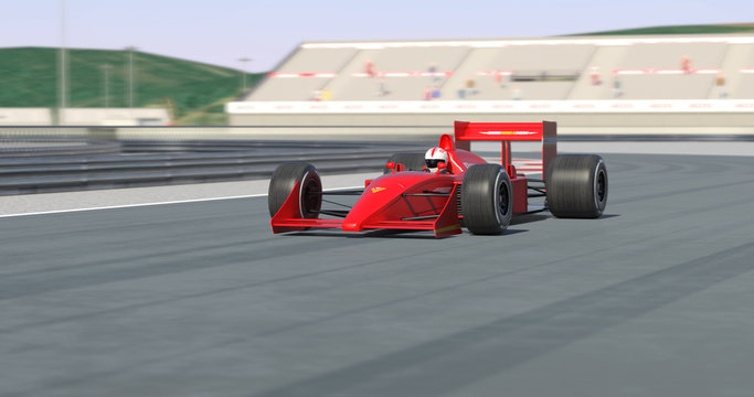 Red Racing Car Racing - High Quality 3D Rendering