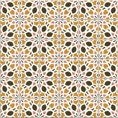 Vector seamless pattern, based on traditional wall and floor tiles Mediterranean style.