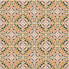 Vector seamless pattern, based on traditional wall and floor tiles Mediterranean style.