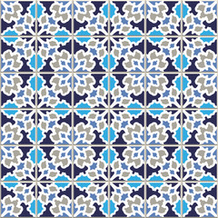 Vector seamless pattern, based on traditional wall and floor tiles Mediterranean style.