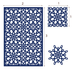 Vector Laser cut panel, the seamless eastern design pattern for decorative panel. Stencil lattice ornament. Stock vector. - 198966520