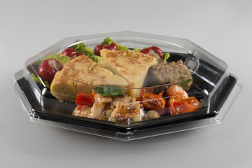 Omelet with eggs, potatoes and onion, authentic easy recipe