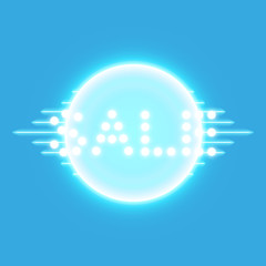 Sale glowing neon sign on the transparent background. Light vector background for your advertise, discounts and business