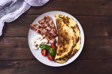Tasty omelette in plate