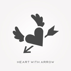 Silhouette icon heart with arrow