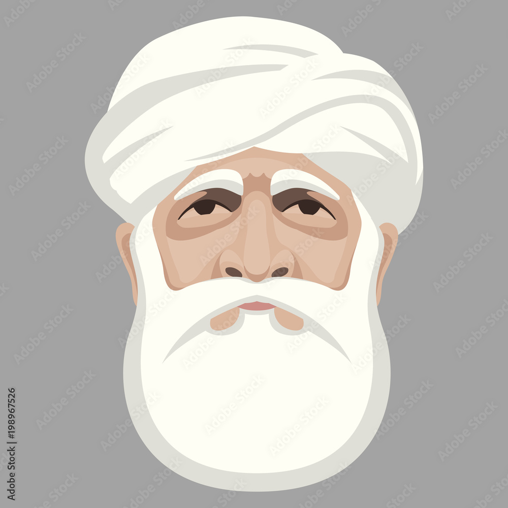 Wall mural muslim face head vector illustration flat style