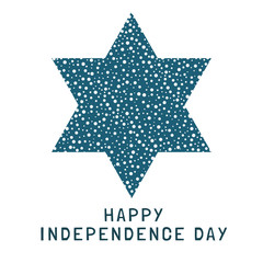 Israel Independence Day holiday flat design icon star of david shape with dots pattern with text in english