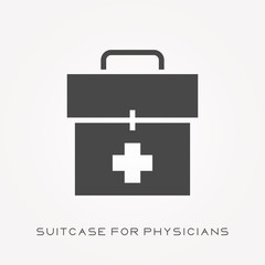 Silhouette icon suitcase for physicians