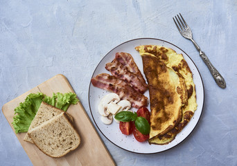 Tasty omelette in plate