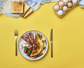 Fototapeta na wymiar Tasty omelette in plate