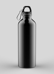 Aluminium Shiny sipper bottle for mockup and template design. 3d render illustration.