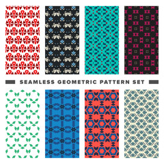 Set of seamless decorative geometric shapes pattern