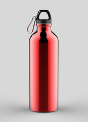 Aluminium Shiny sipper bottle for mockup and template design. 3d render illustration.