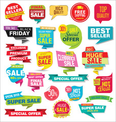 Modern sale stickers and tags colorful collection 