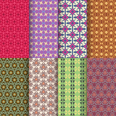 Set of seamless decorative geometric shapes pattern