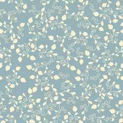 Oriental floral seamless pattern with Pomegranate print. Vintage vector background for Jewish holiday, new year of trees for Tu Bishvat. A tree with pomegranate fruits, branches, swirls.