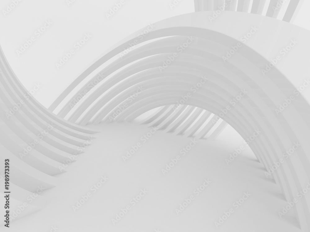 Leinwandbilder abstract of white curved architectural pattern background,concept of future modern facade design on 