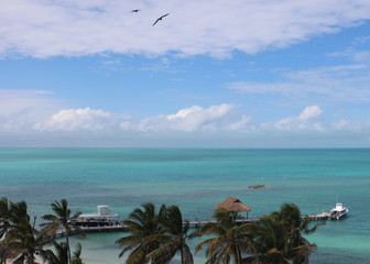 Beautiful view of the Caribbean Sea/ Island Contoy, Mexico