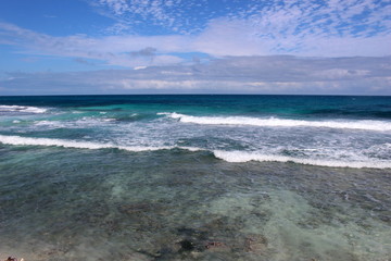 Beautiful view of the Caribbean Sea from the waterfront/ Isla Mujeres, Quintana Roo, Riviera Maya, Mexico