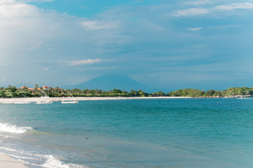 Fototapeta na wymiar blue ocean with yachts on the background
