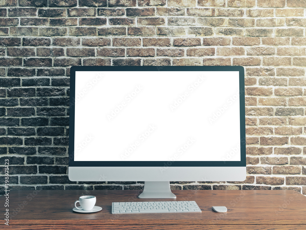 Poster Designer desktop with empty white computer