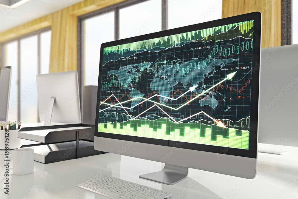Poster Computer with forex graph