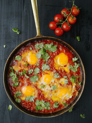 rustic middle eastern shakshuka breakfast