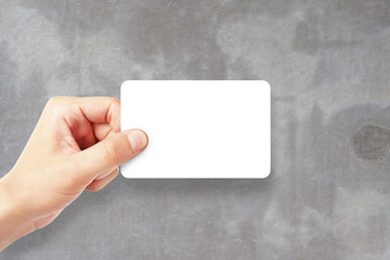 Man holding empty visiting card