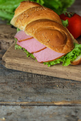 sandwich with lettuce and ham tasty snack