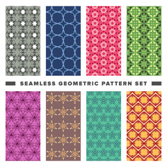 Set of seamless decorative geometric shapes pattern