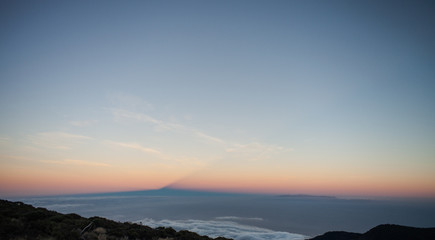 Fototapeta na wymiar Mount Teide, the the highest point in Spain during a sunset
