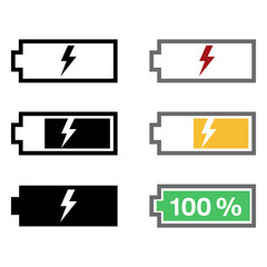 Vector Set of Battery Charging Icons
