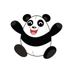 friendly baby panda with big smile