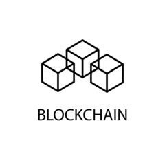 Blockchain vector icon or design element in outline style