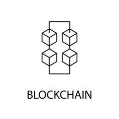 Blockchain vector icon or design element in outline style