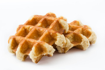 Belgian waffles isolated on white background. Close up

