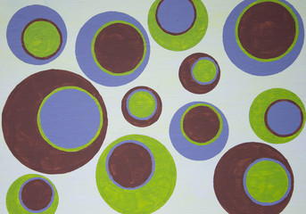 Abstract circles in brown, green and blue