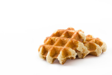 Belgian waffles isolated on white background. Copyspace

