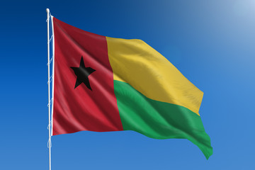 Fototapeta na wymiar Guinea Bissau flag and blue sky