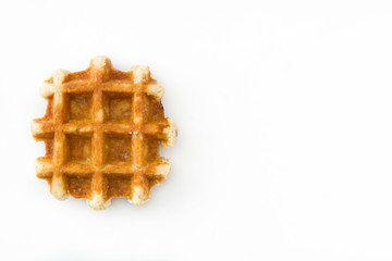 Belgian waffles isolated on white background. Top view. Copyspace

