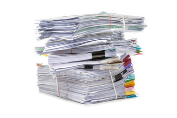 Stack of Documents isolated on white background. Documents pile.