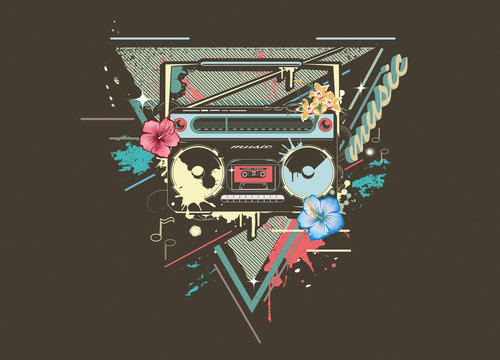 Graffiti Ghetto-Blaster im Retro Stil