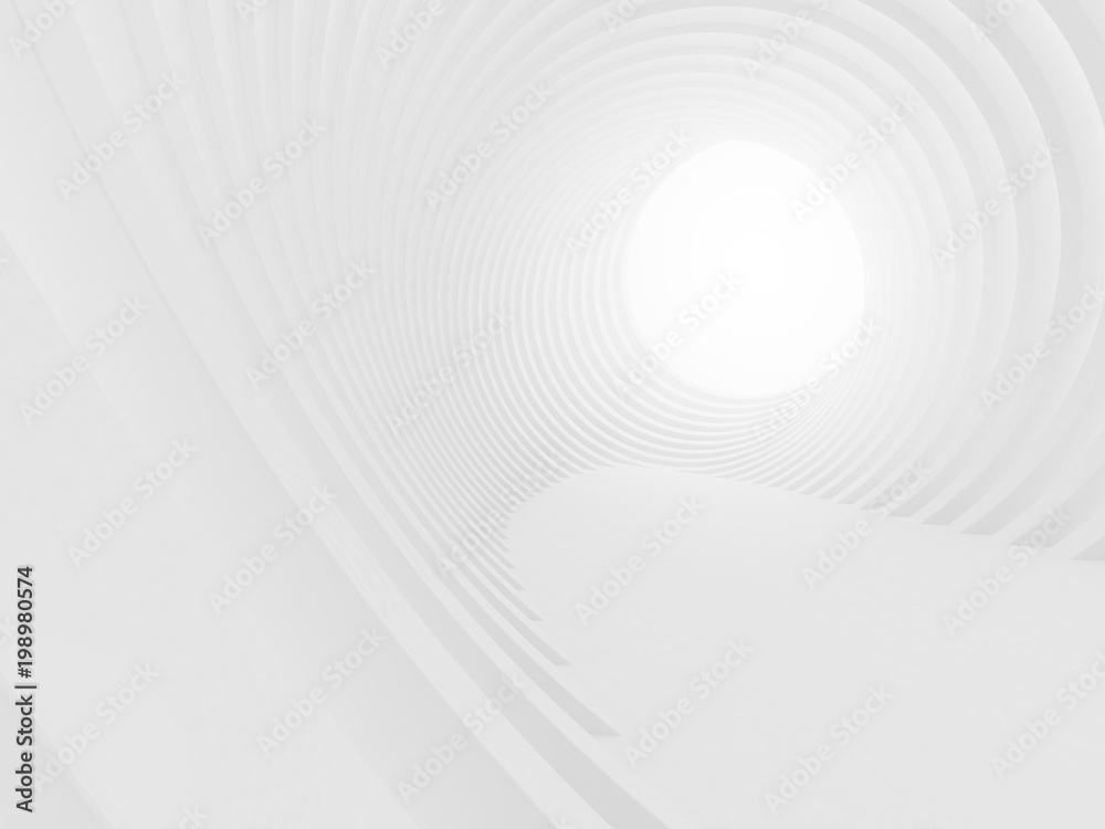 Poster Abstract of white curved architectural pattern background,Concept of future modern facade design on architecture,3d rendering	