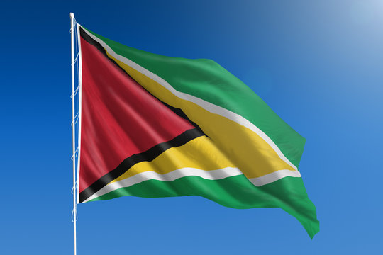 Guyana flag and blue sky