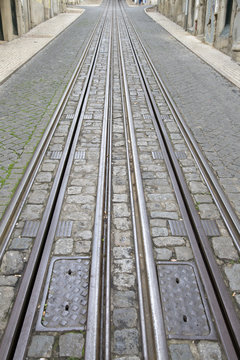 Funicular Tram Track, Rua da Bica de Duarte Belo Street; Lisbon