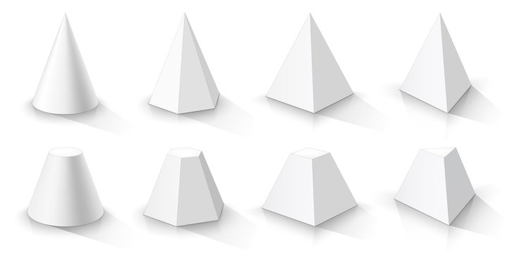 White cone and set of pyramids