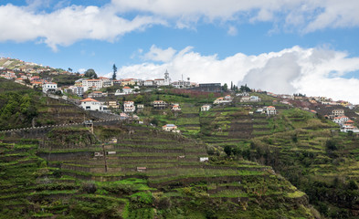 Fototapeta na wymiar Steep terraced fields near Funchal in Madiera